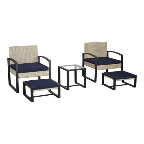 Gartenmöbelset ‘Calvello’ 5-tlg. Set aus einem Tisch, 2 Stühlen und 2 Fußstützen