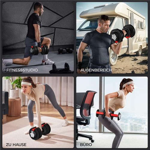 Yaheetech Verstellbare Hantel Kurzhantel, Schnelleinstellung, 12 Gewichtsoptionen von 3 kg bis 24 kg