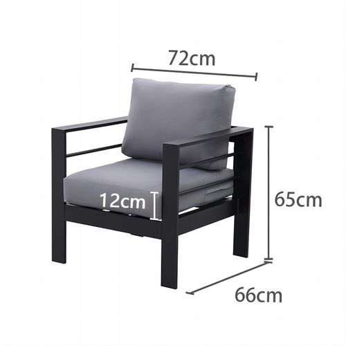 MeXo Gartenmöbel Aluminium, Sitzgruppe frei Kombination, (2 Sessel mit Kissen, Schwarz), Indoor Outdoor Balkon Garten Terrasse Aluminiumrahmen