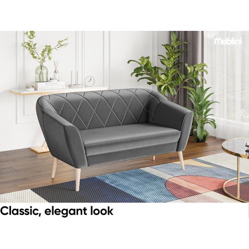 MEBLINI Mini Sofa 2-Sitzer für Wohnzimmer - Mini Lounge für zwei Personen - Küchensofa - Sofa Klein - GISELA - 2 - Dunkelgrau Samt