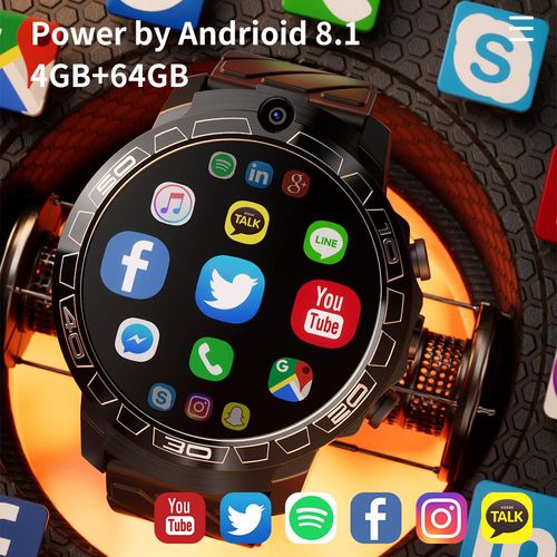 Plug-in-Karte Smart Watch 4G-Telefon WiFi Internet-Download-Software Sportarmband Herzfrequenz APPLLP 3 PRO (4 + 64) Schwarz