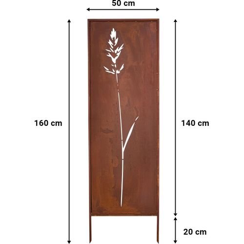 Kapaga - Edelrost Sichtschutz Garten Deko Cnc Strauch Garten Platte 160 X 50 Rost