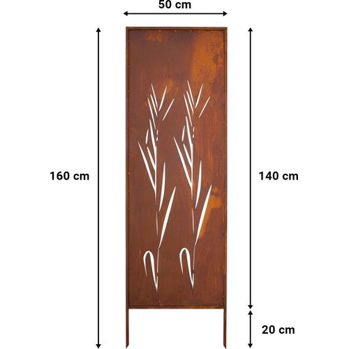 Kapaga - EDELROST SICHTSCHUTZ GARTEN DEKO 160 x 50 CM DECORATIVE STRAUCH METALL