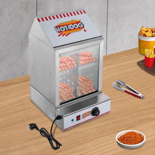 Elektrischer Hot Dog Wärmeschrank, Wärmeschrank für Hotdogs, Elektrischer Hot Dog Steamer, Silber