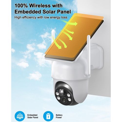 ieGeek 4MP FHD Überwachungskamera Set Aussen Akku mit Solarpanel, 4CH Basisstation mit 4X kabellosen Dome Kameras, 360° Schwenkbar,Nachtsicht, + 32GB