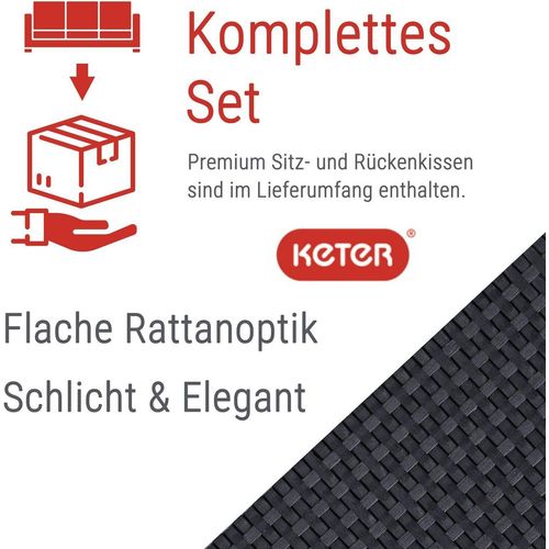 Keter Loungemöbel Set Provence | Kombinationen inkl. Ecke und Kaffeetisch | Kissen in Blau