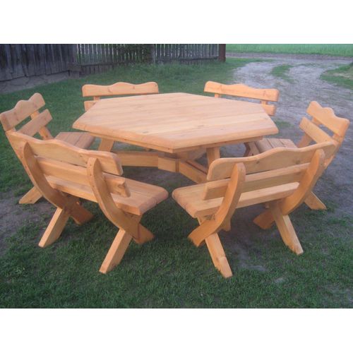 Gartenmöbel SI-SZE, Terassensets, Tisch mit 6 Banke, Optional für 12 Personen.