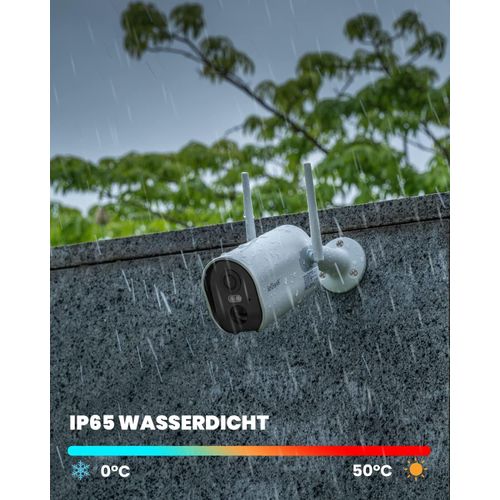 3pcs 2K 3MP Überwachungskamera Aussen Akku, Kabellose WLAN Kamera Outdoor15 m Farb-NachtsichtSirene/WeißlichtalarmPIR Bewegungsmelder.