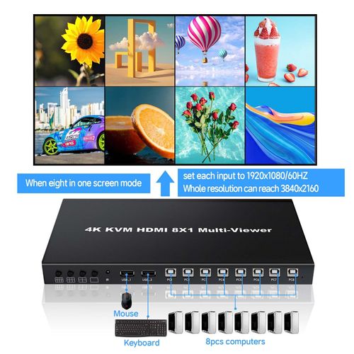 4K HDMI-Kompatibel Splitter 8 In 1 Out Computer Synchronizer mit Fernbedienung 4K 30Hz Switch Box Port expander Unterstuetzung 4K/1080P DVD Player TV PC