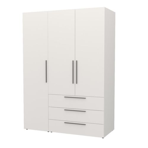 Kleiderschrank 2-türig in Grau und Weiß