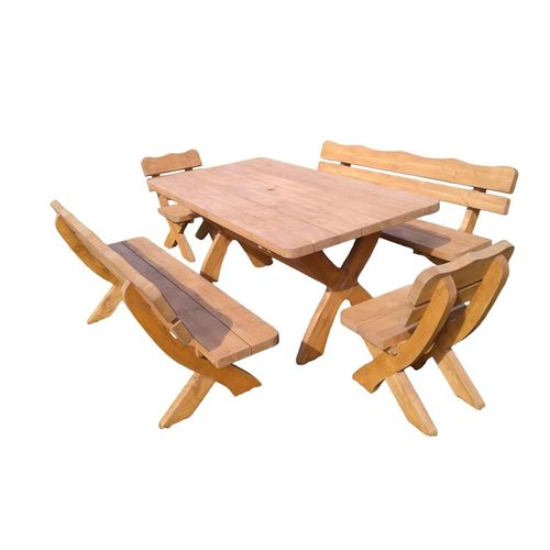 Gartenmöbel AR1B ,Holzgartenmöbel,Holzgruppe, Tisch +2 x Bank + 2 x Stuhl.