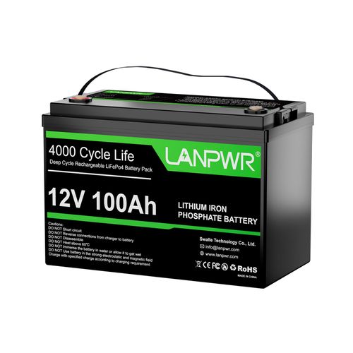 LANPWR 12 V 100 Ah LiFePO4 Lithium-Akkupack, Notstromversorgung, 1280 Wh Energie, 4000+ Tiefentladungen, integriertes 100 A BMS, 24,25 lbs leicht, unterstuetzt Reihen-/Parallelschaltung, perfekt als Ersatz fuer die meisten Notstromversorgungen, Wohnmobil, Boot, Solar, Schleppmotor, netzunabhaengig (ohne Display)