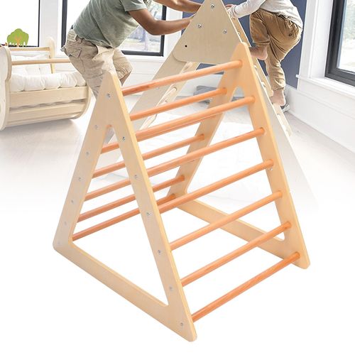 Dreieckige Hohl-Kletterleiter mit Mittelröhre, 76*74*60cm, faltbare Holz-Kletterleiter für Kleinkinder und Kinder zum Spielen und Klettern