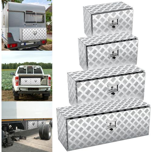 LZQ Unterflurbox aus Alu Anhängerkiste Staubox Gurtkiste Staukasten Werkzeugkiste Staukasten Unterbaubox Box (110l Volumen, LxHxT=76x36x40,5cm)