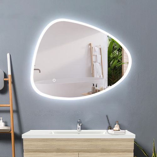 LED Badspiegel mit Beschlagfrei Unregelmäßige Flurspiegel Wandspiegel 100x80cm Badezimmerspiegel 3 Lichtfarbe Dimmbar Speicherfunktion