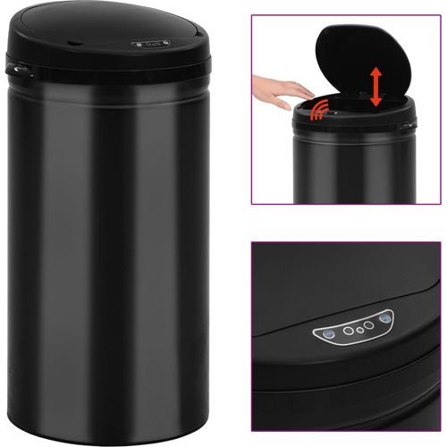 Automatischer Sensor-Mülleimer 50 L Kohlenstoffstahl Schwarz