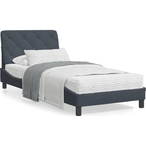 Bett mit Matratze Dunkelgrau 90x190 cm Samt
