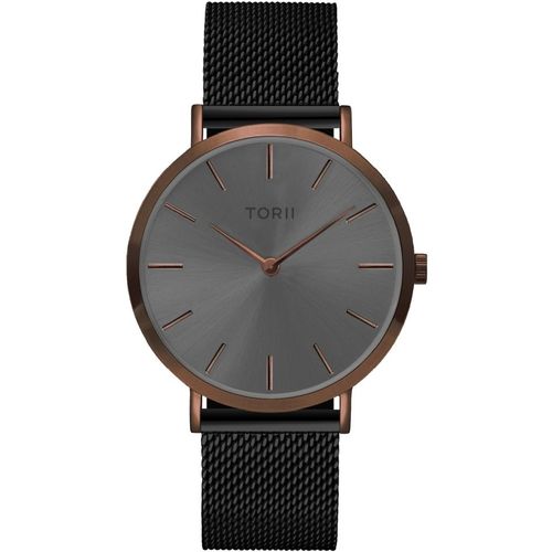 Damen- und Herrenuhr TORII D38BM.AD in klassischem schwarzen Mode-Look.