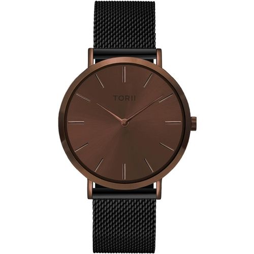 Damen- und Herrenuhr TORII D38BM.DD in klassischem, modischem Schwarz.