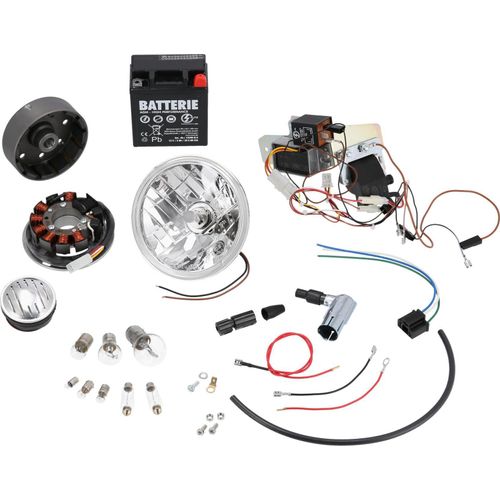Set: Umrüstsatz Vape 12V und H4 Scheinwerferumbau Klarglas - für Simson KR51, KR51/2