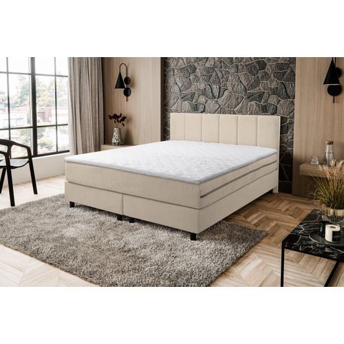 VENASI PARIS Boxspringbett 180x200 mit H3 Matratze BEIGE Polsterbett Doppelbett