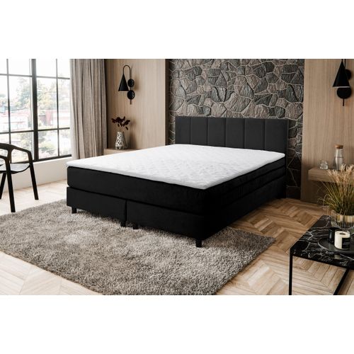 VENASI PARIS Boxspringbett 180x200 mit H3 Matratze SCHWARZ Polsterbett Doppelbett