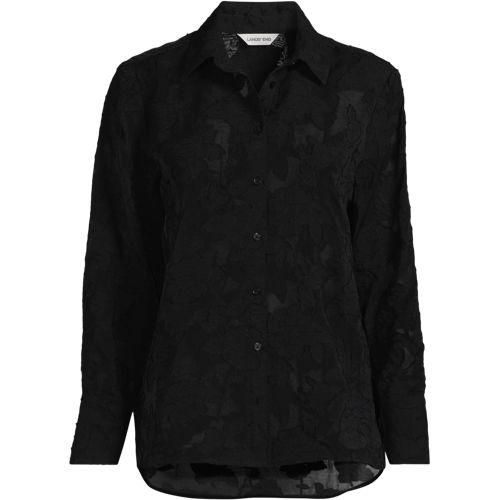 Bluse mit floraler Bestickung, Damen,  Schwarz, Baumwolle/Viskose/Baumwoll-Mischung, by Lands' End