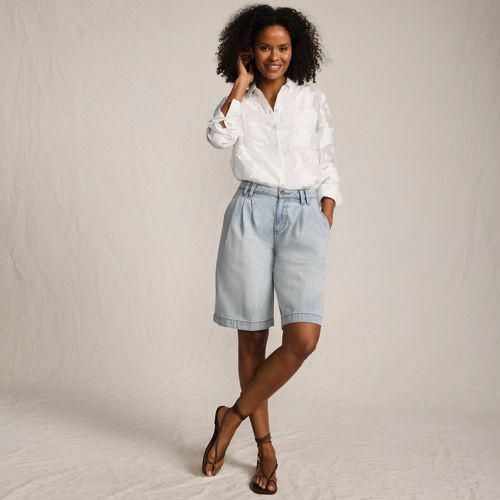 Bluse mit floraler Bestickung, Damen,  Weiß, by Lands' End