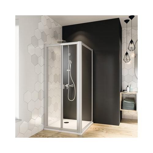 Falttür Breuer Fara 4 90 cm Kunstglas Perle Profilfarbe weiß