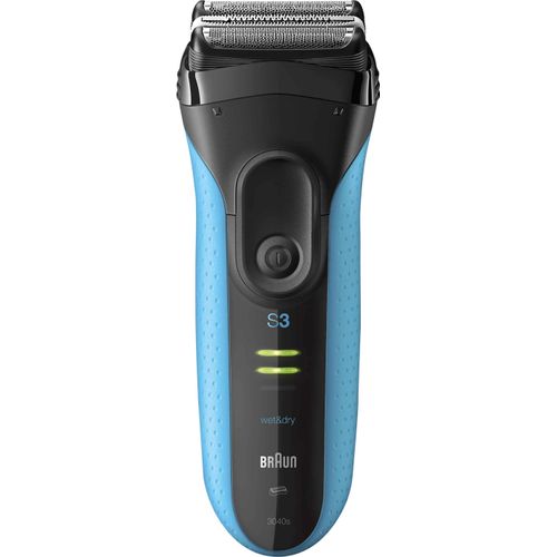 Braun Series 3 3010 Wet & Dry Rasierer | drei Scherköpfe | schwarz/blau | Batterie/Akku | LED-Akkustandsanzeige | MicroComb-Technologie | Ergonomischer Griff