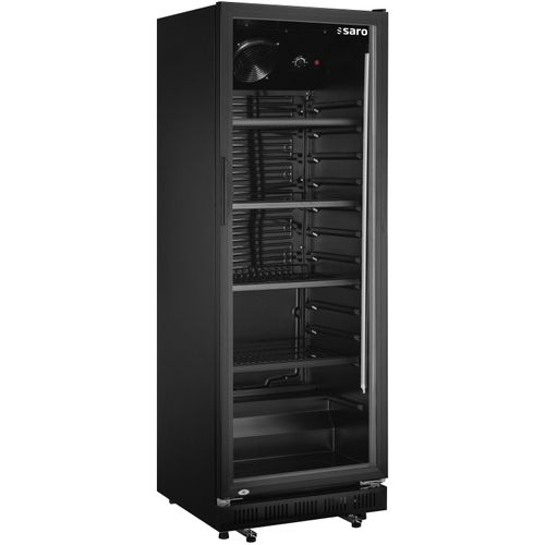 SARO Getränkekühlschrank mit Glastür - schwarz, Modell GTK 360 Flaschenkühlschrank , Glastür , Kiosk , Theke , Getränkekühlschrank, Party