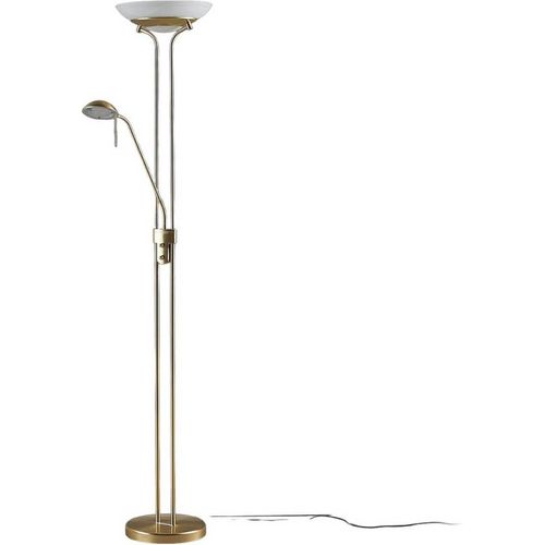 Lindby LED-Stehlampe Yveta, messing, Leselampe, dimmbar