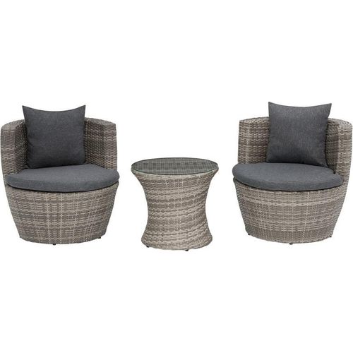 BELIANI Gartenset grau Polyrattan 2 Personen Rund Boho
