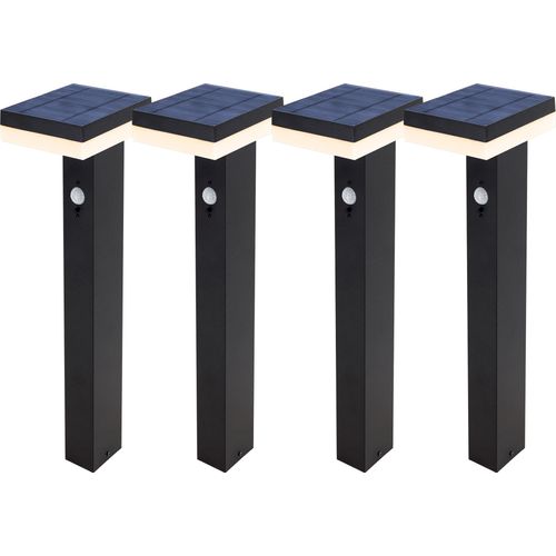 linovum 4 Stück ANBO Wegeleuchte mit Bewegungsmelder Solar Gartenleuchte - LED Sockelleuchte mit heller & langer Leuchtkraft