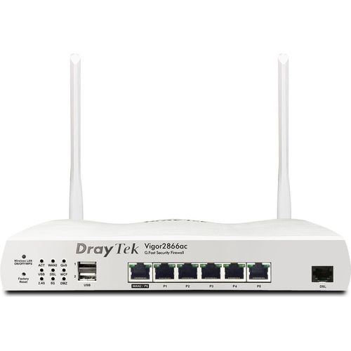Draytek Vigor 2866AX: Gfast Modem-Firewall - Wi-Fi 6 (802.11ax) - Dual-Band (2,4 GHz/5 GHz) - Eingebauter Ethernet-Anschluss - Grau - Tabletop-Router