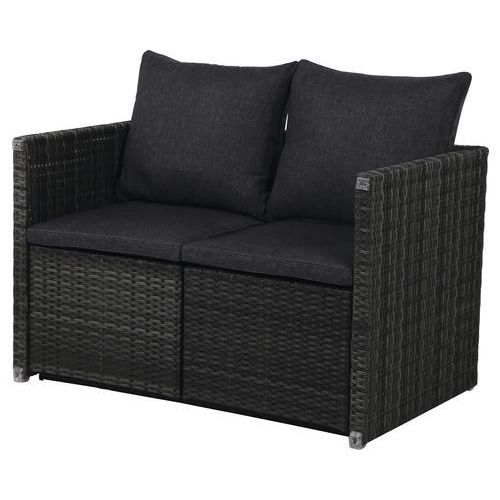 Gartenmöbelset GARDEN PLACE Carter 2-4 Sitzer 4 tlg. 3 in 1 Multifunktion anthrazit aus Polyrattan, inkl. Sitzkissen