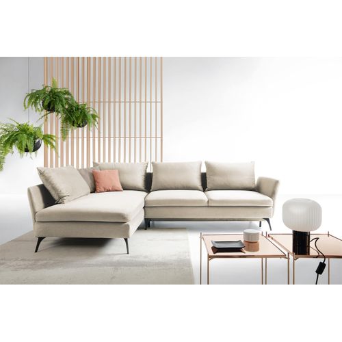 Ecksofa Demisbal mit Schlaffunktion, Bettkasten, Cremewei§, rechtsseitig