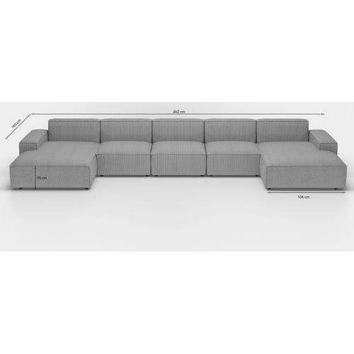 Kaiser Möbel Ecksofa, Eckcouch U Extra Large 462cm PULA stoff Scala Trüffel