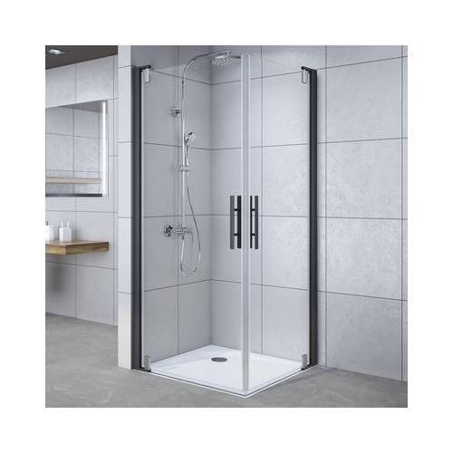 Eckeinstieg Drehtür Breuer Europa Design 90x90 cm Klarglas Profilfarbe schwarz