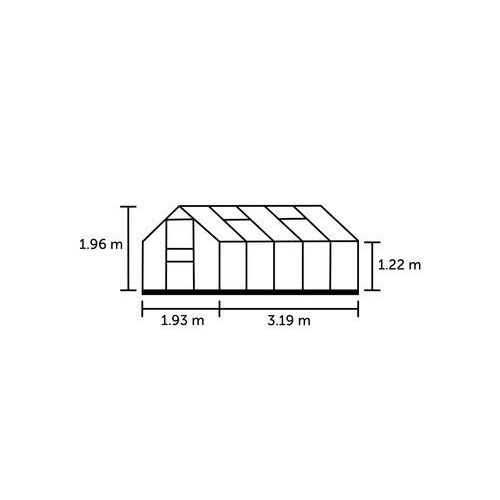 Gewächshaus Halls Popular 106 Sicherheitsglas 3 mm 193 x 319 cm schwarz