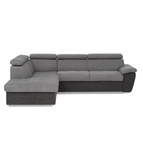 Ecksofa Antero in der Farbkombination Grau-Schwarz mit 5 verstellbaren Kopfstützen 216x80-92x262