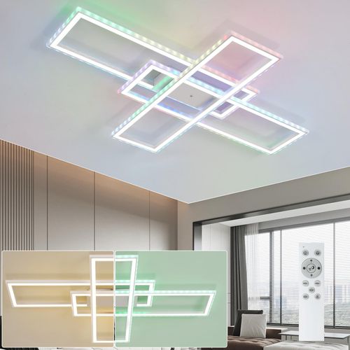 ZMH LED Deckenleuchte Weiß Deckenlampe lampe Dimmbar mit Fernbedienung RGB Farbwechsel 50W für Schlafzimmer Wohnzimmer Küche Flur