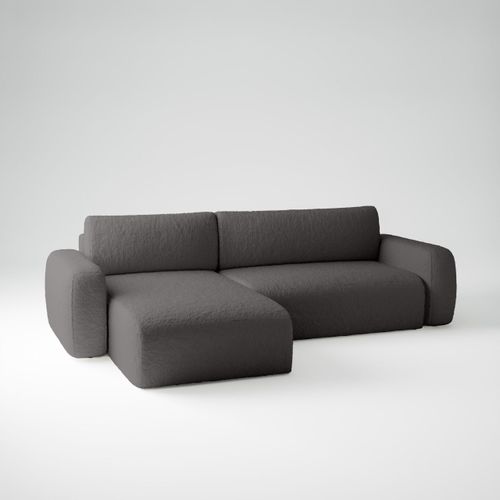 FEDVE Ecksofa Eckcouch mit Schlaffunktion Varde Universal Bettkästen Couch Sofagarnitur Grau (Anthologie 18)