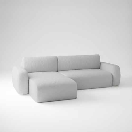 FEDVE Ecksofa Eckcouch mit Schlaffunktion Varde Universal Bettkästen Couch Sofagarnitur Hellgrau (Anthologie 15)