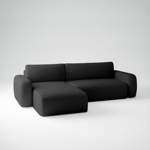 FEDVE Ecksofa Eckcouch mit Schlaffunktion Varde Universal Bettkästen Couch Sofagarnitur Schwarz (Anthologie 19)