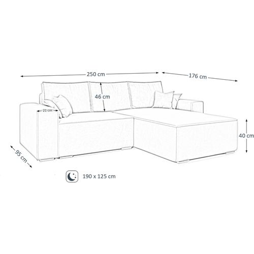 Ecksofa Veloursbezug Grün 250 x 176 cm Lores Ecke gepolstert mit Schlaffunktion Bettkasten, Farbe: Grün (monolith 02), Ottomane: links