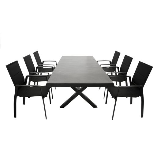 DEGAMO Gartengarnitur Gartenset ALMADA 7-teilig, Aluminium + Keramikoptik grau