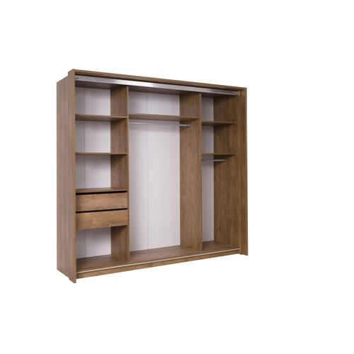 Schiebetürenschrank 230 cm LATIKA Kleiderschrank mit Schiebetüren (2 Schubladen/ 2 Kleiderstangen)