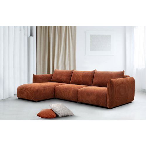 4-Sitzer linkes Ecksofa Tauer in Stoff dunkelorange