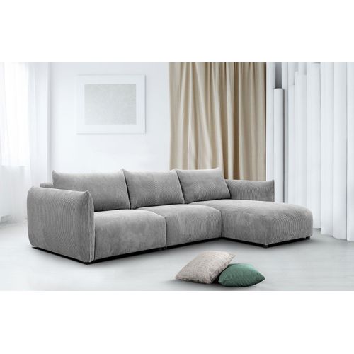 4-Sitzer Ecksofa Tauer rechts in Stoff hellgrau